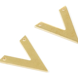 Brass V Charms - V Shaped Raw Brass Charms Connector With 2 Holes - Jewelry Supplies - 20x18.28x0.98mm- PP1801