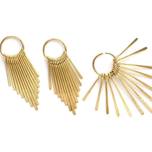 Brass Fringed Charms - Raw Brass Fringed Trim Charms - Earring Findings - Jewelry Supplies - 64x20x1.5mm - PP1310