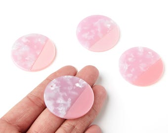 Acetate Round Earring Charms - Acrylic Coin Pendant - Earring Findings - Jewelry Supplies - 40x40x2.7mm - AC1235B