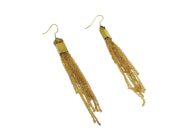 Brass Chian Ear Wire Brass Tassel Chain Earring Hook Brass Tassel Earring Wire Hook Brass Tassel Hook Earring 108x8.4x4mm PP10399 image 1