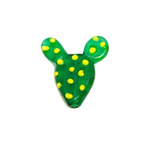 Green Glass Cactus Bead - Unique Bead for Craft Projects - Playful Handmade Bead - Whimsical Bead for Bracelet - 23.61x22.17x7mm - AC3040