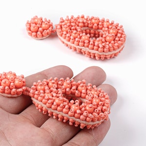 Beaded Drop Earring Charms - Japanese beads - Handmade Beaded Pendant - Double-sided beaded Earrings - 76x36.5x15.5mm - TH1060 image 1