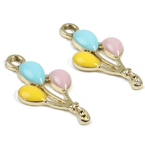 Alloy Balloon Charms - Zinc Alloy Balloon Enamel Pendant Earing - Gold Tone Plated - Earring Findings - 25.33x13.33x2.77mm - ZZ1548