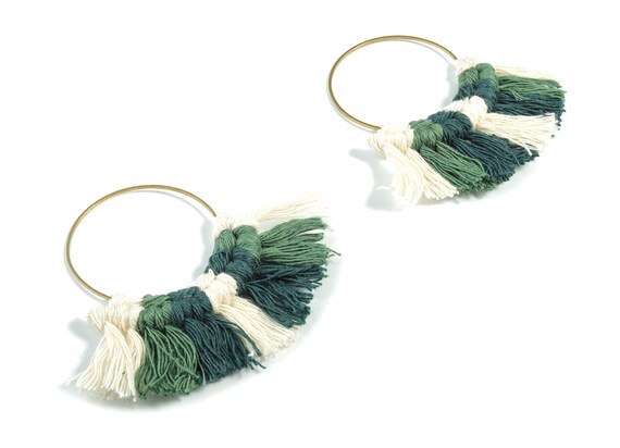 Hunter Green Fringe Tassel Handmade earrings Hunter Green Leather Tassel Earrings, Short Dangly Leather  main image 4