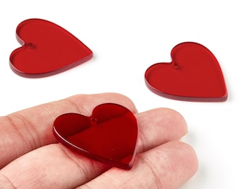 Abalorios acrílicos en forma de corazón - Pendientes y colgantes de corazón - Componentes para pendientes - Materiales para joyería - Código de color: A67 - 31,9 x 31,09 x 3,26 mm - AC1431-A67