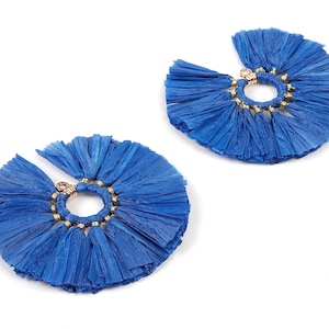 Raffia Fan Tassels Charms - Raffia Tassel Pendant - Jewelry Accessories - Handmade Tassels Jewelry - 54.16x54.16x3.49mm - RS1048