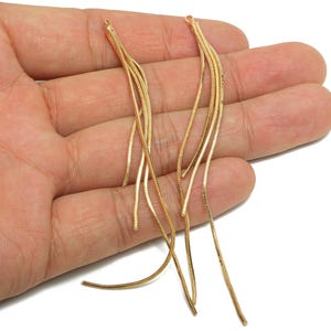 Pendientes de serpiente de latón con borla - Pendientes largos de cadena - Delicados pendientes colgantes de cadena de oro rosa - Pendientes finos de oro rosa - 100 x 2 x 2 mm - PP8562