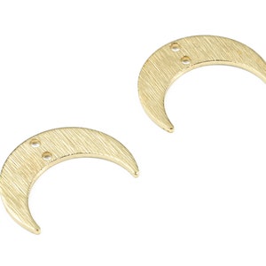 Brass Crescent Connector For Earring - Raw Brass Textured Moon Connector For Necklace - Brass 2 Hole Connector - 20.59x15.22x1mm - PP3388