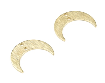 Brass Crescent Connector For Earring - Raw Brass Textured Moon Connector For Necklace - Brass 2 Hole Connector - 20.59x15.22x1mm - PP3388