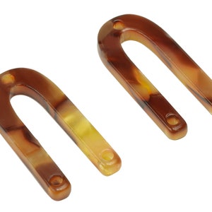 Acetate U Earring Connectors - U Charms With 3 Holes - Earring Findings - U Necklace - Color Code: A160 - 25.66X11.57X2.53mm - AC1445-A160