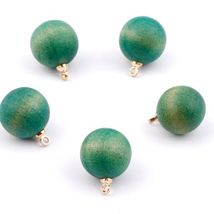 Wooden Ball Charms - Wooden Ball Pendant - Natural Wood Ball Earring Pendant - Wooden Beads with Alloy - 14.88x11.79mm - BB1077
