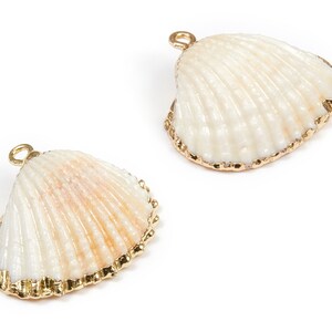 Muschel Muschel Charms - Muschel Ohrringe und Anhänger - Vergoldete Ohrringe - 1 Loch -27,35x25,63xmm - SF1103