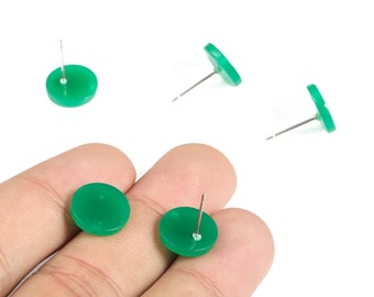 Acrylic Round Earring Stud - Acrylic Circle Earring Post - 316 Surgical Stainless Steel - Color Code: A617 - 11.73x11.7x2.05mm - AC1139-A617