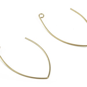 Brass Geometric Wire Hook - Raw Brass Marquise-Shaped Earring Frame - Earring Hook - Customizable Earring Hoops - 39x21x0.68mm - PP3937