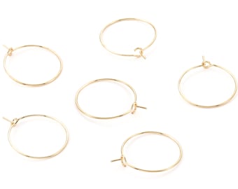 Brass Earring Circle Hoops - Brass Earring Circles Ear Wire - 18K Real Gold Plated Brass - Jewelry Supplies - 24.98x20.27x0.73mm - RGP1204