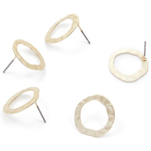 Iron Earring Stud Gold Tone Plated Circle Shaped Earring Etsy