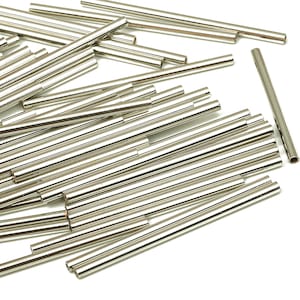 Silver Tone Himmeli Tubes - Brass Round Himmeli DIY Tube Beads - Circle Pipes for Geometric - For Air Plants -1.5x0.2x30mm - PP4567S-30