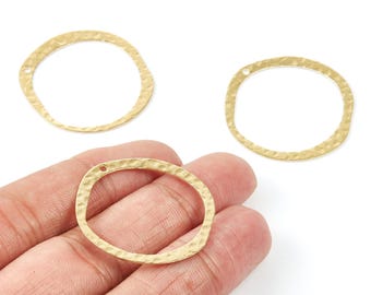 Raw Brass Irregular Circle Connector Charms – Jewelry Supplies (34.3x33.6x0.5mm) PP2085