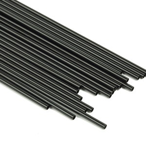 Matte Black Himmeli Tubes - Raw Brass Round Himmeli DIY Tube Beads - Circle Pipes for Geometric - For Air Plants -3x0.2x225mm- PP4570B-225