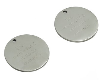 Stainless Steel Round Earring Charms - Stainless Steel English Words Pendant - Jewelry Supplies - 17.24x15.3x1mm - SS1275