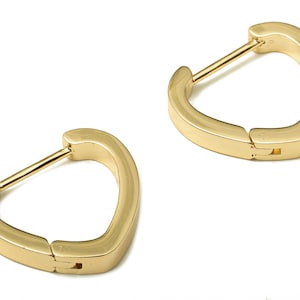 Brass Heart Hoop Earring - Brass Gold Heart Earring Clasps - 18K Real Gold Plated Brass - Earring Hoop - 18.14x16.1x2.23mm - RGP5205