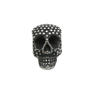 Steel Skull Bead - Studded Skull Spacer Bead for Bracelet - 304 Stainless Steel - Punk Style Charm - Halloween Charm - 16x10x11mm - SS1573