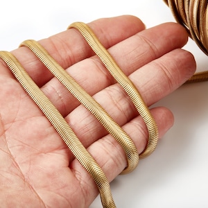 Flat Snake Chain - Wide Snake Chain - Raw Brass Chain -  for Necklace Bracelet Jewellery Making -0.24&quot; x 0.24&quot; x 0.10&quot; - CC1089