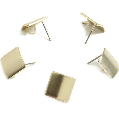 Iron Earring Stud Gold Tone Plated Diamond Shaped Earring Etsy