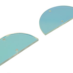 Acrylic Semicircle Earrings Connectors - Rainbow Color Half Moon Earring - Charm With 2 Holes - Color Code: A575 - 36x18x1.7mm - AC1794-A575