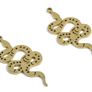 RAW Brass Snake Charm - Snake Pendant - Snake Earring - Jewelry Making Supplies Snake - Jewelry Gift for Snake Lovers - 24x11x0.7mm - PP4016