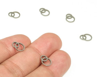 Dubbele cirkel verbindingsstuk - roestvrijstalen ronde verbindingsstuk - ketting bedels - oorbellen - Sieradenbenodigdheden - 9,28 x 7,1 x 0,93 mm - SS1242