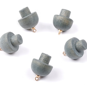 Wooden Mushroom Charms - Wooden Mushroom Pendant - Natural Wood Mushroom Earring Pendant - Wood with Alloy - 16.61x13.69mm - BB1087