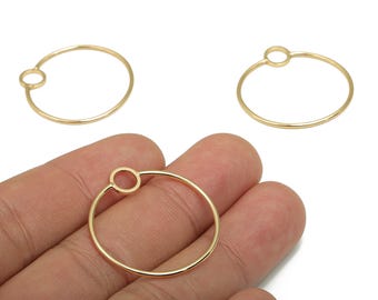18K Gold Plated Brass Round Connector Charm – Hoop Pendant RGP4674