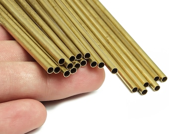 Round Brass Himmeli Tubes - Raw Brass Himmeli DIY Tube Beads - Circle Pipes for Geometric Shapes - For Air Plants -3x0.2x190mm- PP4570-190