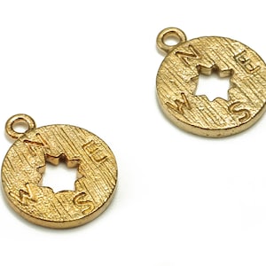 Brass Round Star Earring Charms - Raw Brass Circle Pendant - Earring Findings - Jewelry Making Supplies - 11.7x9.5x1.2mm - PP4654
