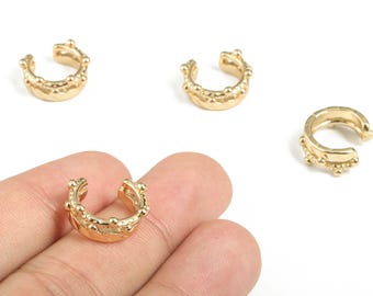 No Piercing Ear Cuff - Gold Ear Cuff – Round Ear Cuff - Piercing Free Earring - Gold Earring - Jewelry Supplies - 15.98x14.3x2.5mm - RGP2900
