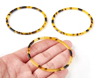 Acetate Hoop Connector - Tortoise Shell Earrings - Circle Pendant - Jewelry Making Supplies - Color Code:A02 - 65x65x2.27mm - AC1164S