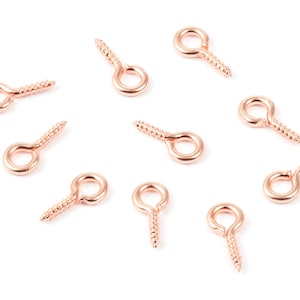 Eye Hook Screw - 5X10 - Rose Tone Plated Brass Eye Hook Screw - Jewelry Making - 10x5mm - PP1709R