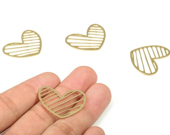 Brass Heart Pendant Charm - Raw Brass Heart Connector – Heart Earring Charm – Jewelry Making Supplies - 29.93x24.64x0.74mm - PP4270