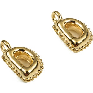 Latón La letra D Pendientes Encantos - Oro La letra D Colgante - 18K Oro Real Chapado Latón - Suministros de Joyería - 14.54x8.18x4.38mm - RGP3737D