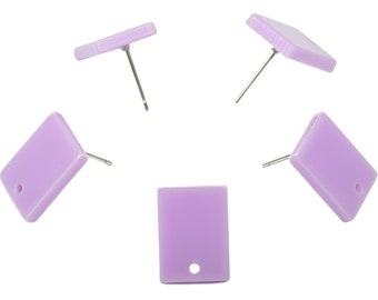 Acrylic Rectangle Earring Stud - Purple Earring Post - Surgical Stud - Jewelry Supplies - Color Code: A914- 15.66x11.8x3mm - AC1663-A914