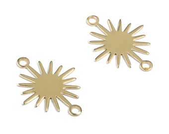 Raw Brass Connector - Sun Shaped Brass Charms - Jewelry Supplies - 17.9x13.2x0.48mm - PP1269S