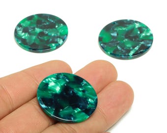 Acetate Round Charms - Circle Earrings and Pendant - Green Earring Findings - Jewelry Supplies - Color Code:A13 - 35x35x3mm -AC2621