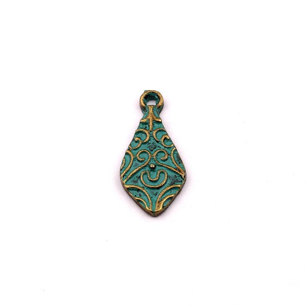 Faux Patina Pendant - Necktie Shaped - Alloy Charms - Antique Bronze Tone Necklace - Zinc Alloy Beads - Jewelry Supplies - 21x9x1.7mm ZZ1059