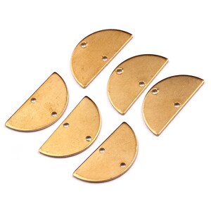 Raw Brass Semicircle Charms – Jewelry Supplies Connector (10.5x20.5mm) image 3