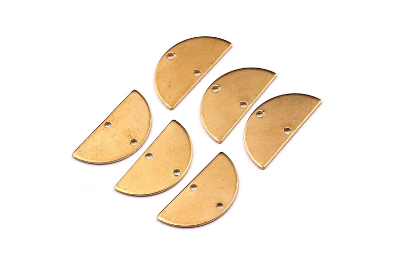 Raw Brass Semicircle Charms – Jewelry Supplies Connector (10.5x20.5mm) image 3