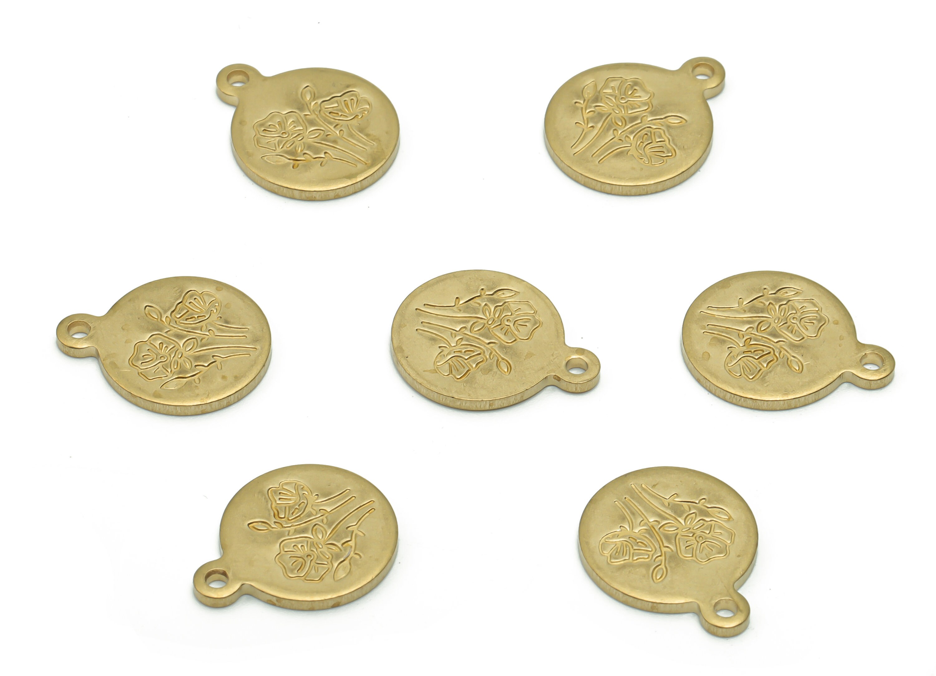Brass Mini Round Flower Earring Charms - Raw Brass Flower Engraved Pendant  - DIY Jewelry Making Supplies - 14.9x11.97x1.24mm - PP4968 - Etsy UK