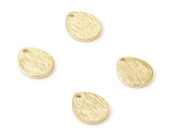 Brass Textured Drop Charms - Textured Drop Raw Brass Pendant - Earring Findings - Jewellery Supplies - 12x10x1mm - PP1737