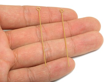 Pasador de ojo de acero de 0,7*60 mm - Pasadores de ojo para bisutería - Suministros de alfileres de ojo a granel para bisutería hecha a mano - Chapado al vacío real de 18 quilates - SS2131-60G