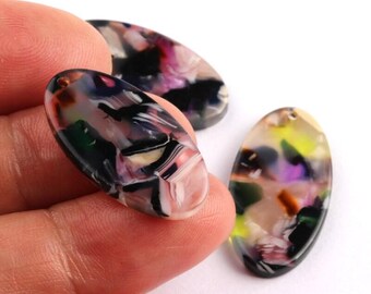 Acetate Oval Charms - Oval Earrings and Pendant - Earring Findings - Jewelry Supplies - Color Code: A61 - 26x13.7x2.53mm  -AC1077C